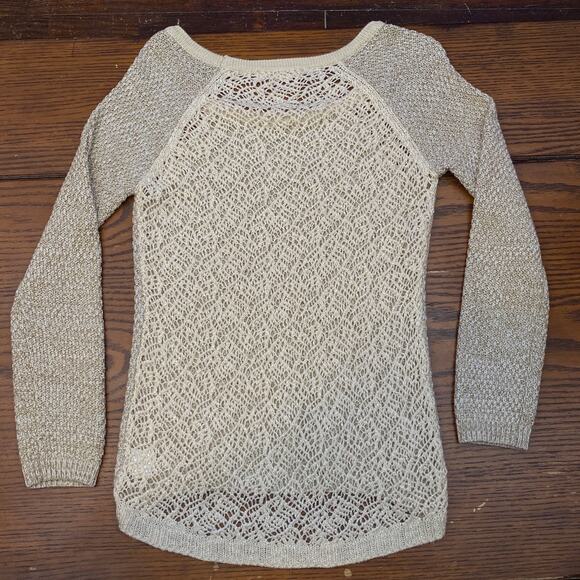 Boho knit night beach bonfire top bathing suit cover up spring summer coastal M - Picture 8 of 12